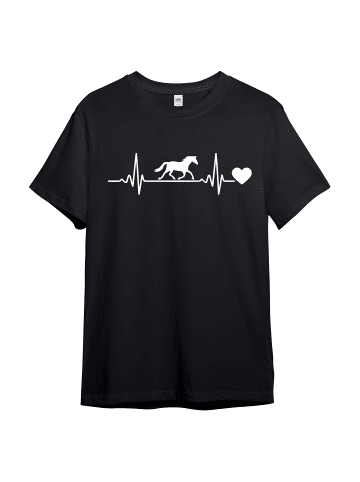 PAULGOS Kinder T-Shirt, Herzschlag mit Pferd in Schwarz