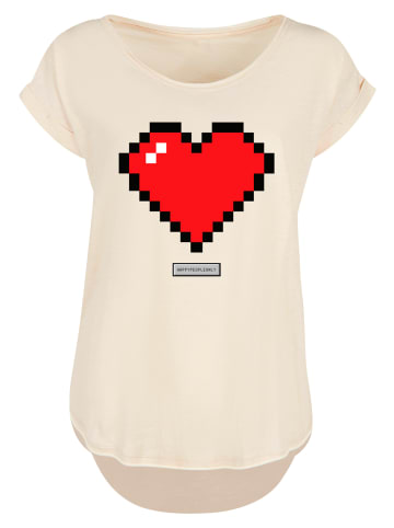 F4NT4STIC Long Cut T-Shirt Pixel Herz Good Vibes Happy People in Whitesand