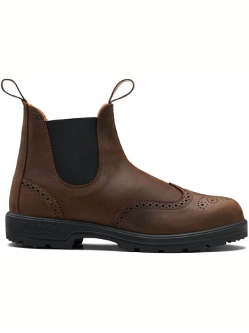 Blundstone Chelsea Boot "#2444 Brogued Antique Brown Leather (Classics Series)" in Braun