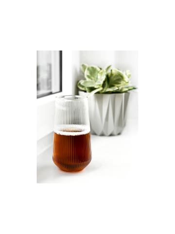 Mulex Glas Set Stripe Riffel Longdrink-Glas in Transparent