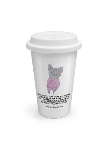 Mr. & Mrs. Panda Kaffeebecher To Go Halloween Herzschutz mit Spruch in Weiß