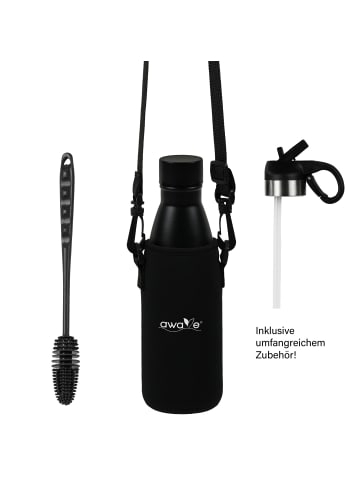 AWAVE Trinkflasche 350 ml | Edelstahl in Schwarz