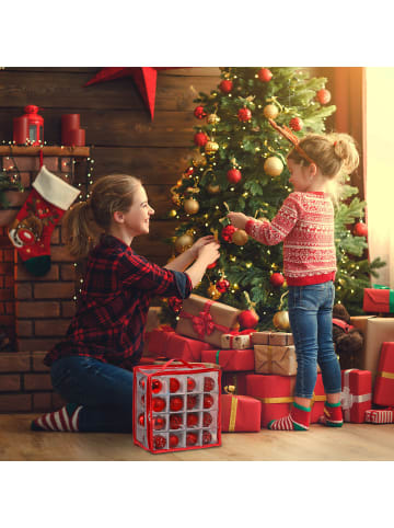 relaxdays 3 x Weihnachtskugel-Aufbewahrungsbox in Transparent/ Rot