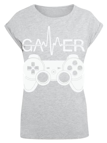 F4NT4STIC Extended Shoulder T-Shirt Gamer Herzschlag in grau meliert