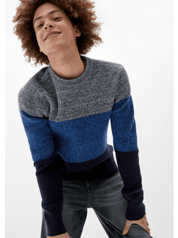 QS Strickpullover langarm in Blau-grau