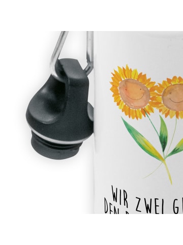 Mr. & Mrs. Panda Kindertrinkflasche Blume Sonnenblume mit Spruch in Weiß
