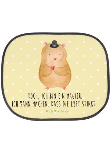 Mr. & Mrs. Panda Sonnenblende Hamster Hut mit Spruch in Gelb Pastell