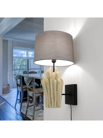 Licht-Erlebnisse Wandlampe (B)30 x (L)30 x (H)55 cm in Holz (Natur) Grau
