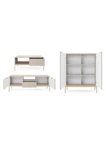 Feldmann-Wohnen Wohnzimmer-Set Nova Kaschmir / Gold 3-teilig