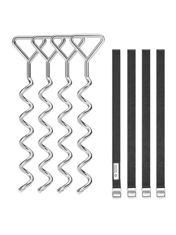 SONGMICS Spanngurt Eisen-Bodenanker Saul in Silbern-Schwarz - (B)0.8 x (H)0.1 x (T)40 cm