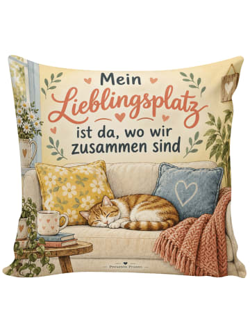 Mr. & Mrs. Panda Kuschelkissen Katze nostalgisch Design mit Spruch in Weiß