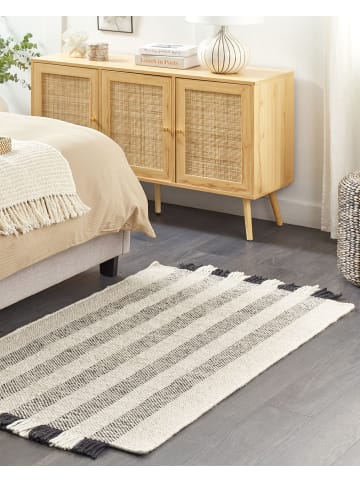 Beliani Kurzflor TACETTIN in Weiß/Schwarz - (W) 80 x (H) 1 x (L) 150 cm