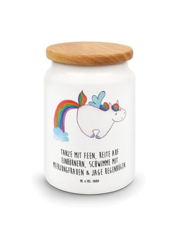 Mr. & Mrs. Panda Kaffeedose Einhorn Fliegendes Pferd mit Spruch in Weiß