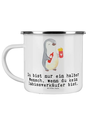 Mr. & Mrs. Panda Teetasse Imbissverkäufer Herz mit Spruch in Weiß