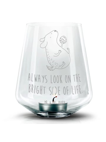 Mr. & Mrs. Panda Gravur Windlicht Hund Keks mit Spruch in Transparent