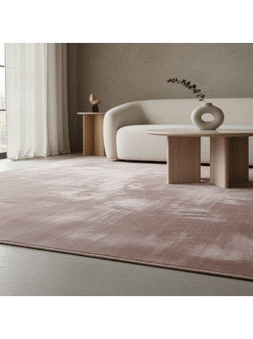 KADIMA DESIGN Teppich Kurzflor Uni-Farbe Microfaser Antirutsch Wohnzimmer waschbar in Rosa