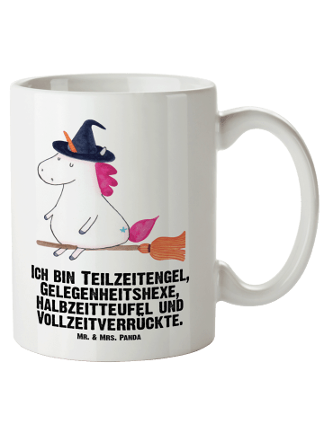 Mr. & Mrs. Panda Keramikbecher Einhorn Hexe mit Spruch in Weiß