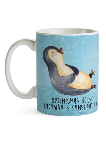 Mr. & Mrs. Panda Coffee Mug Pinguin Lachen mit Spruch in Eisblau