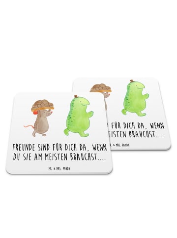 Mr. & Mrs. Panda Untersetzer Schildkröte Maus mit Spruch in Weiß