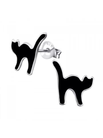 Alexander York Ohrstecker KATZE schwarz in 925 Sterling Silber, 2-tlg.