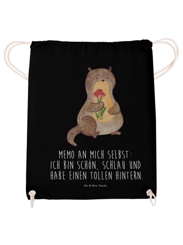 Mr. & Mrs. Panda Materialzug-Rucksack Otter Blumenstrauß mit Spruch in Schwarz