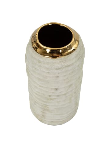 Mauro Ferretti Keramikvase mit Golddetails, modernes Design, ø 12,5 x 25 cm