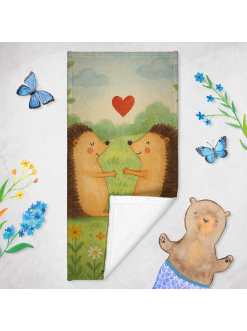 Mr. & Mrs. Panda Badehandtuch Igel Liebe Design ohne Spruch in Weiß