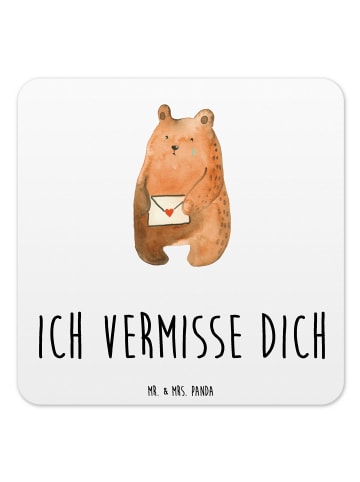 Mr. & Mrs. Panda Untersetzer Bär Vermissen mit Spruch in Weiß