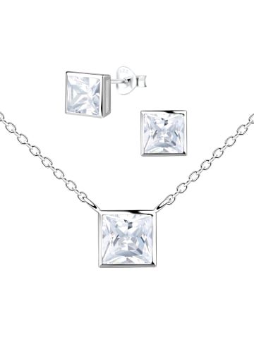 Alexander York Schmuckset 6 mm VIERECK ZIRKONIA in 925 Sterling Silber, 4-tlg.