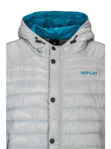 Replay Steppjacke Recycled Micro Ripstop Nylon in silber