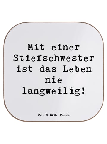 Mr. & Mrs. Panda Untersetzer Stiefschwester Abenteuer mit Spruch in Weiß