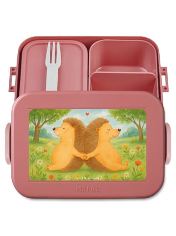 Mr. & Mrs. Panda Lunchbox Igel händchenhaltend Design ohne Spruch in Rot Pastell