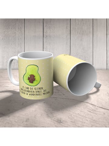 Mr. & Mrs. Panda Plastikbecher Avocado Kern mit Spruch in Gelb Pastell