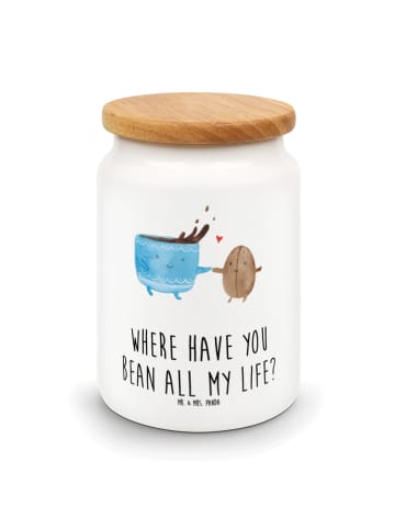 Mr. & Mrs. Panda Keksdose Kaffee Bohne mit Spruch in Weiß