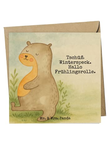 Mr. & Mrs. Panda Glückwunschkarte Otter Bauch Design mit Spruch in Weiß