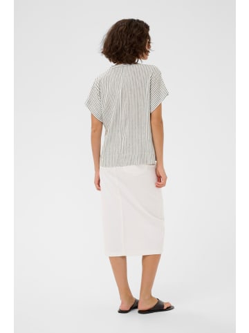 Kaffe Kurzarm-Bluse KAmilia Loose fit in Chalk/Black Stripe