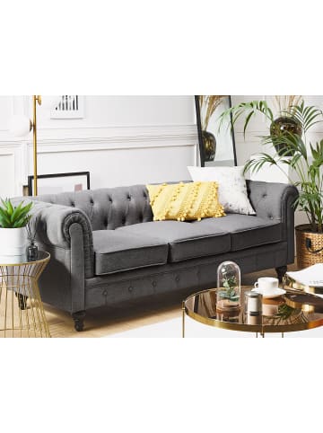 Beliani 3-Sitzer Sofa CHESTERFIELD in Grau/Braun - (W) 202 x (H) 70 x (L) 75 cm