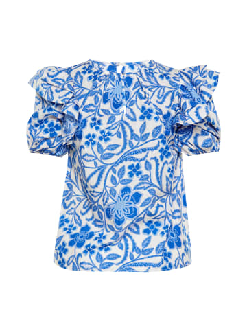 Usha Women Blouse in white blue