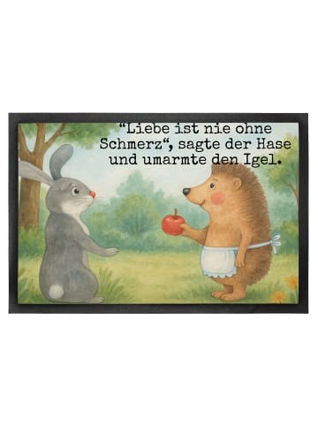 Mr. & Mrs. Panda Fußabtreter Hase Igel Design mit Spruch in Weiß