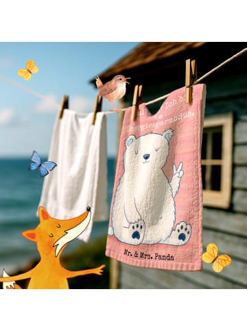 Mr. & Mrs. Panda Gästehandtücher Eisbär Faul Design mit Spruch in Weiß