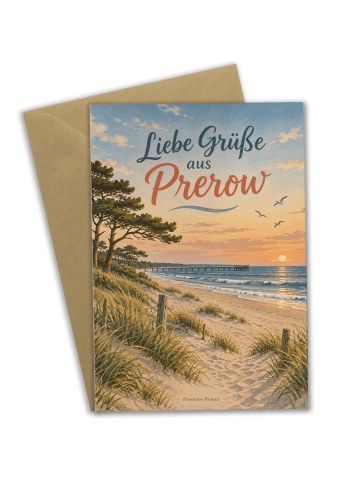 Klappkarte Strand nostalgisch Design mit Spruch in Weiß