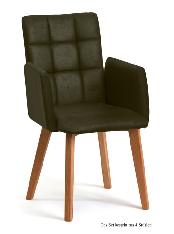 58 aufm Kessel ARMLEHNSTUHL (4er-Set) Dareia 52x91x60 Eiche geölt/Khaki