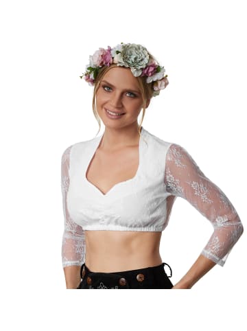 tectake Dirndlbluse mit langen Ärmeln, weiß