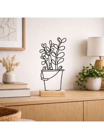 UNUS Deko Aufsteller Eimer mit Blumen aus Metall in Schwarz