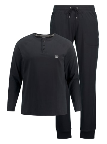 JP1880 Langer Schlafanzug in schwarz