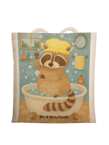Mr. & Mrs. Panda Shopping Tasche Waschbär Design ohne Spruch in Weiß