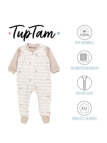 TupTam Baby Unisex Schlafstrampler mit Fuß 3er Pack in beige