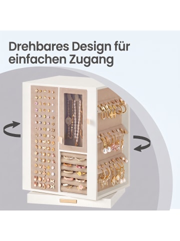 SONGMICS Schmuckkasten Gloribel in Cremeweiß - (B)15.2 x (H)23.1 x (T)17 cm