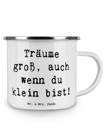 Mr. & Mrs. Panda Emaille Tasse Spruch Alleine schlafen lernen mi... in Weiß