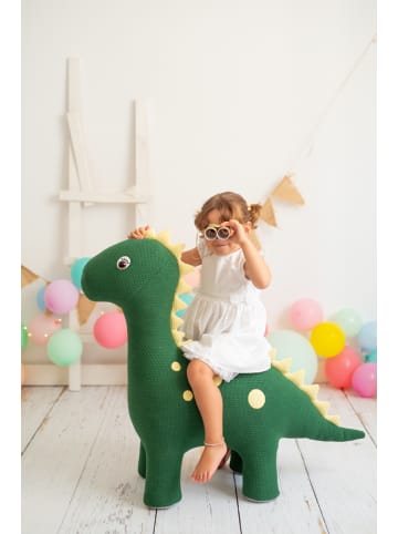 Crochetts XXL Dinosaurier-Kuscheltier in Grün und Gelb – (B)78 x (H)103 x (T)29 cm